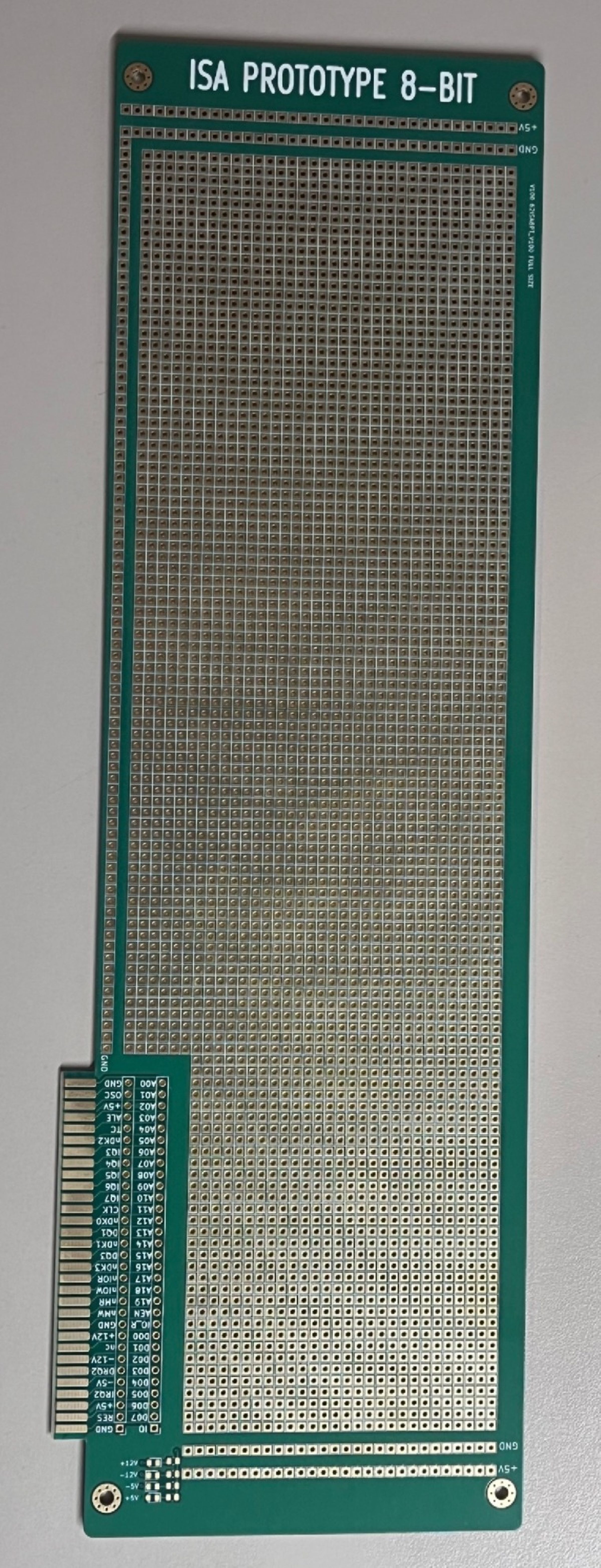 8‑Bit ISA Prototyping Card, volle Länge, Lochraster