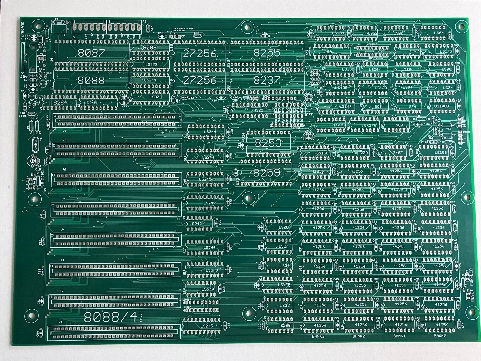 XT-Mainboard 8088-CPU 8088/4 REV.4A nur PCB zum selbst Bestücken/Deko