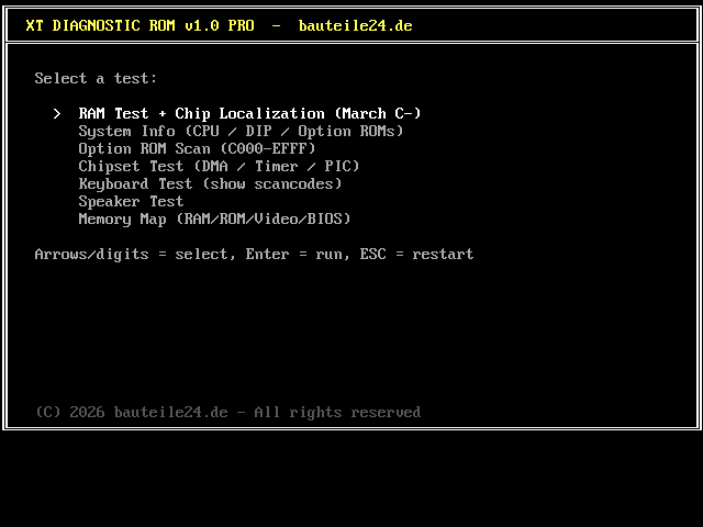 IBM 5160 + XT-Clone DIAG-ROM, Port-80h POST-Code
